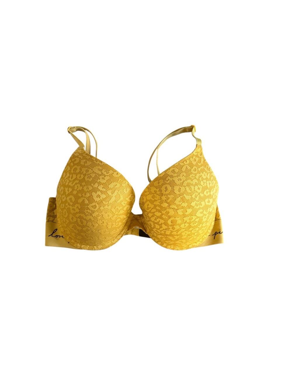 PINK Victoria's Secret Yellow Lace Push-Up Bra